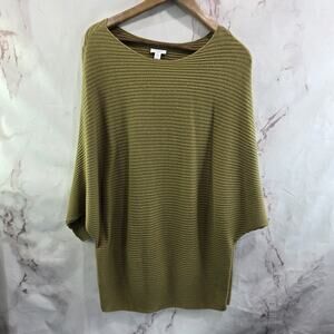 J Jill Sweater Women Medium P Mustard Yellow Dolman Batwing Ribbed Tunic Slouchy